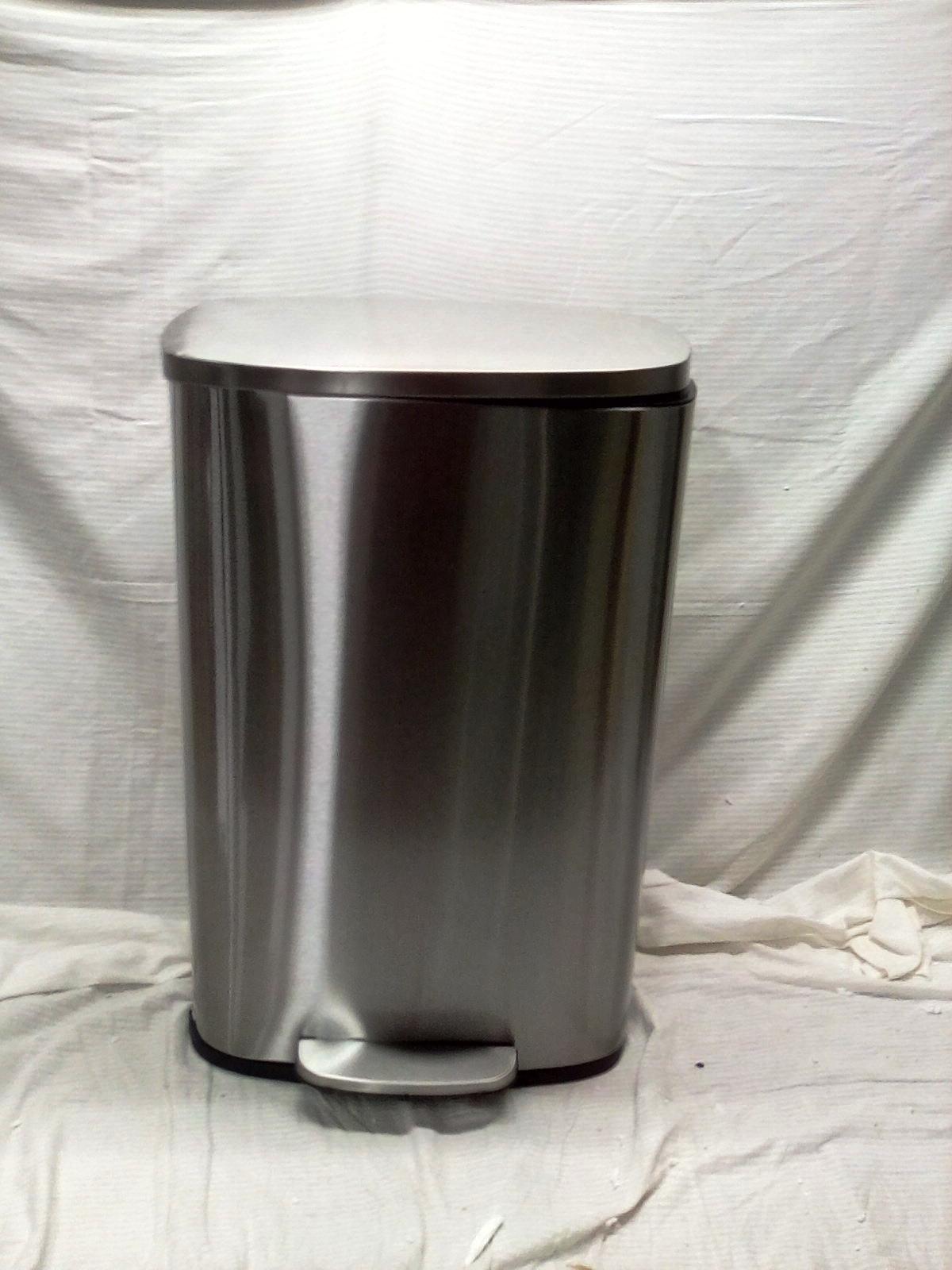 Stainless Steel 13 Gallon Foot Pedal Slow Close Lid Trash Can