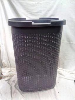 25" Grey Woven Laundry Hamper