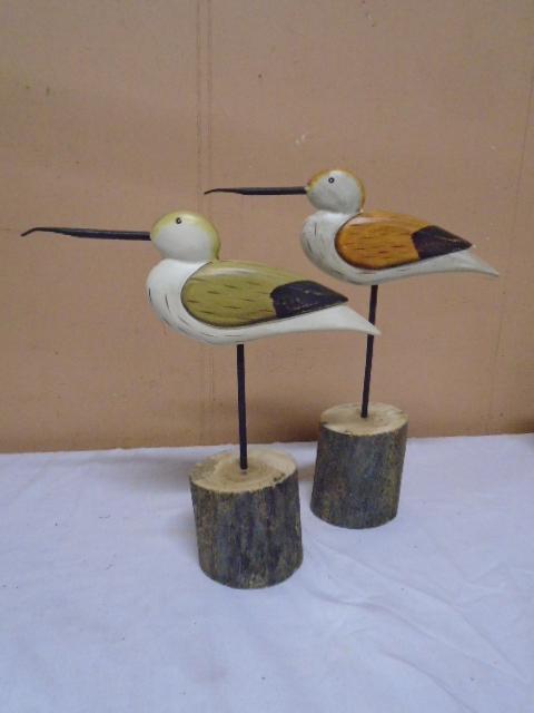 2 Wooden American Avolet Shore Birds