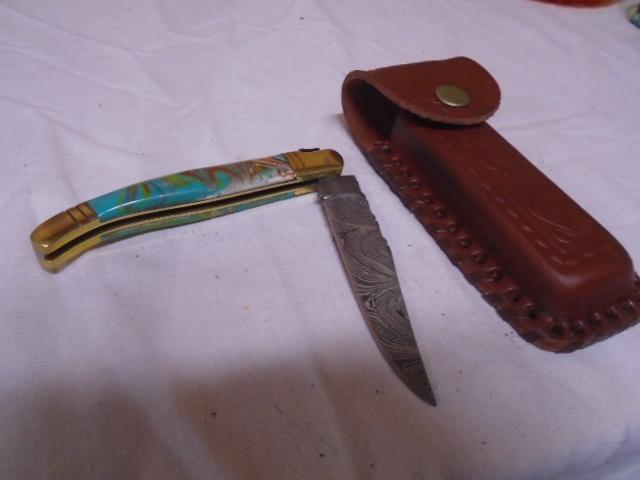 Custom Handmade Damascus Blade Lockblade Knife