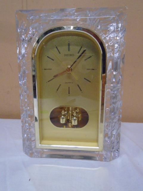 Seiko Lead Crystal Quartz Table Clock