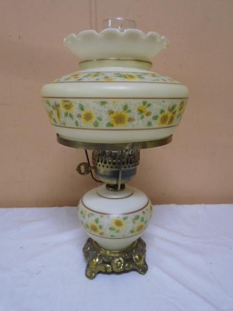 Beautiful Electric Huricane Lamp w/ Sunflowers