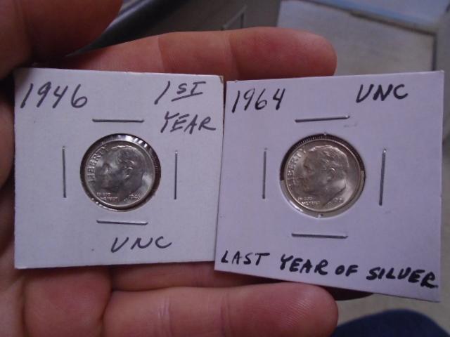 1946 and 1964 Silver Roosevelt Dimes