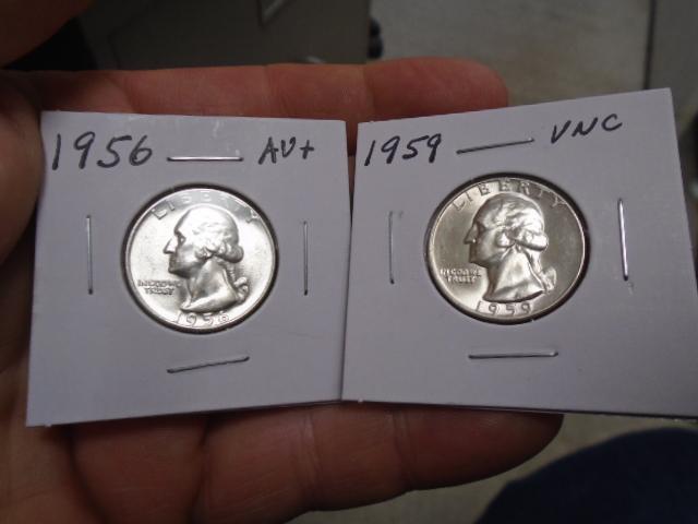 1956 and 1959 Silver Washington Quarters