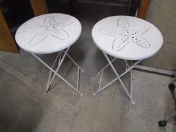 (2) Matching Metal Outdoor Folding Side Tables