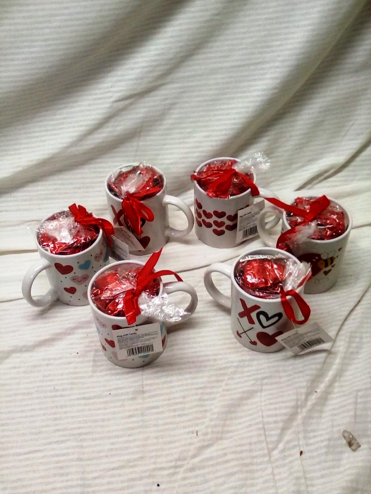 Qty. 6 Assorted Coffee Mugs filled with Candy