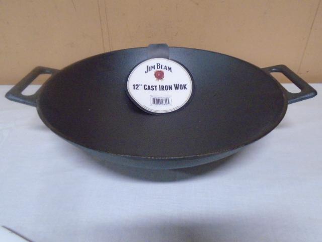 Jim Beam 12 In. Cast Iron Wok