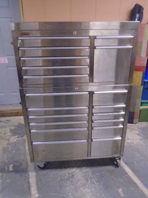 Large 2 Pc. CSPS Stainless Steel 19 Drawer Rolling Tool Box