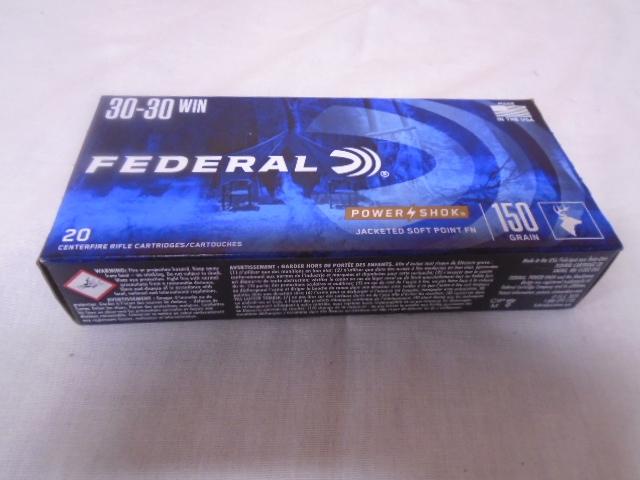 20 Round Box of Federal 30-30 Win Center Fire Cartridges