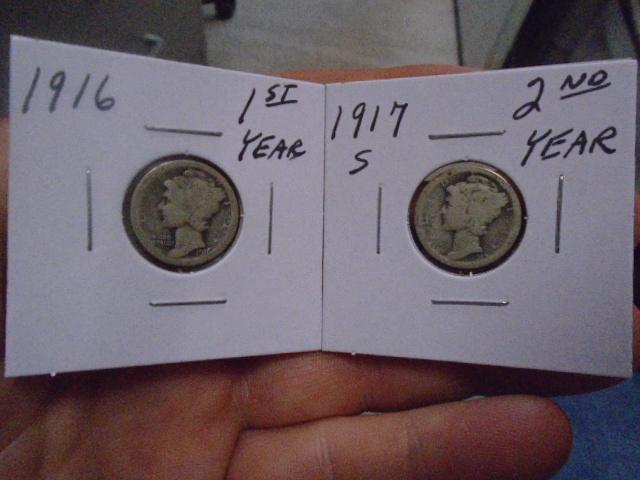 1916 and 1917 S-Mint Mercry Dimes