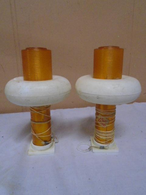 2 Vintage Floating Flashing Beacon Lights