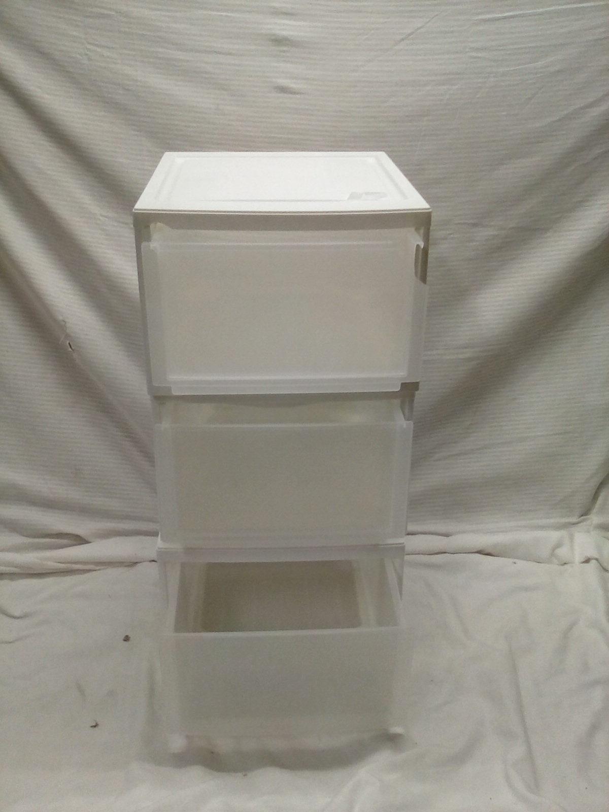 3pc wht/clr storage drawers