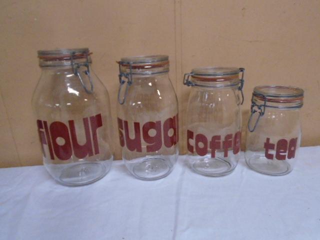 4 Pc. Glass Canister Set w/Rubber Seals