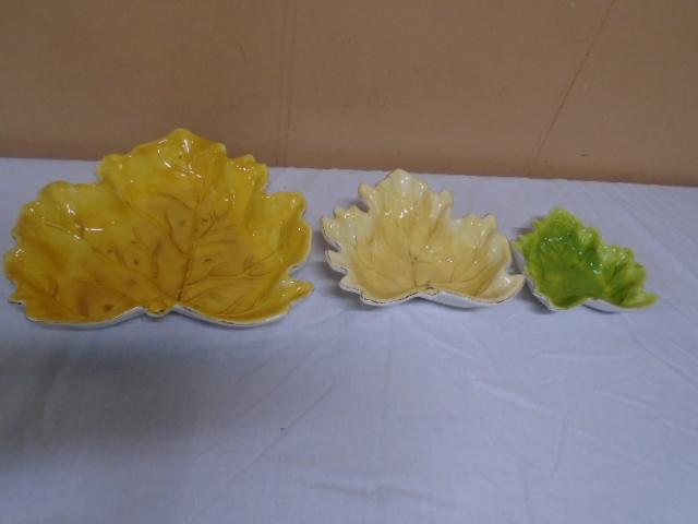 3 Pc. Pottery Leaf Bowl Set