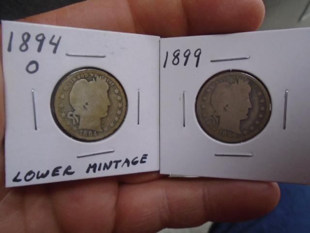 1894 O-Mint and 1899 Barber Quarters