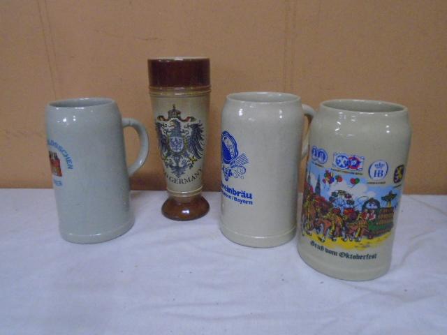 4pc Group of German Beer Steins