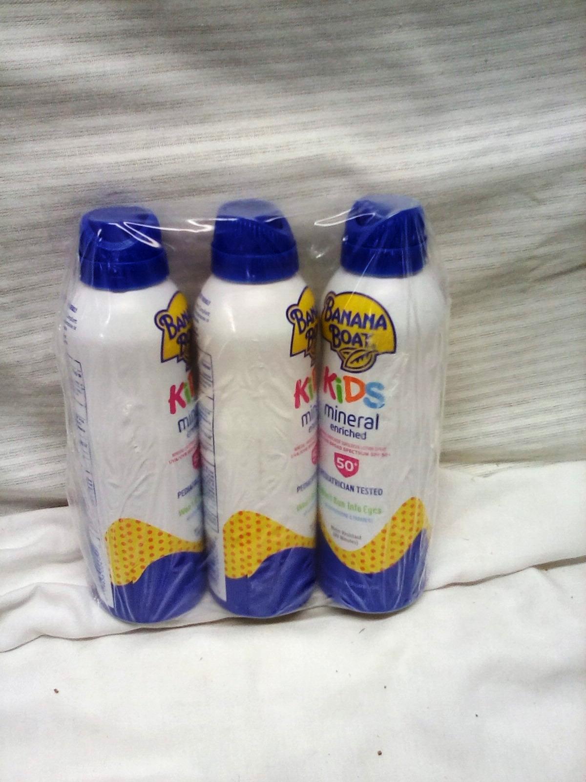 Qty. 3 Banana Boat Kids Mineral Enriched Sunscreen SPF 50+ Water Resistant