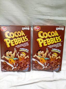 Qty. 2 boxes Post Cocoa Pebbles 11 Oz per box