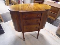 Antique 3 Drawer Sewing Cabinet w/2 Side Storage Compartments