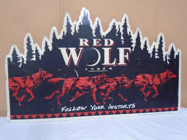 Red Wolf Lager Metal Advertisement Sign