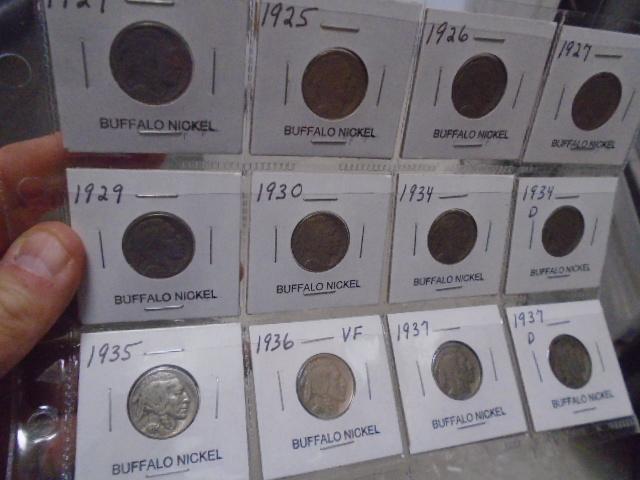 Group of (12) Assorted Date Buffalo Nickels