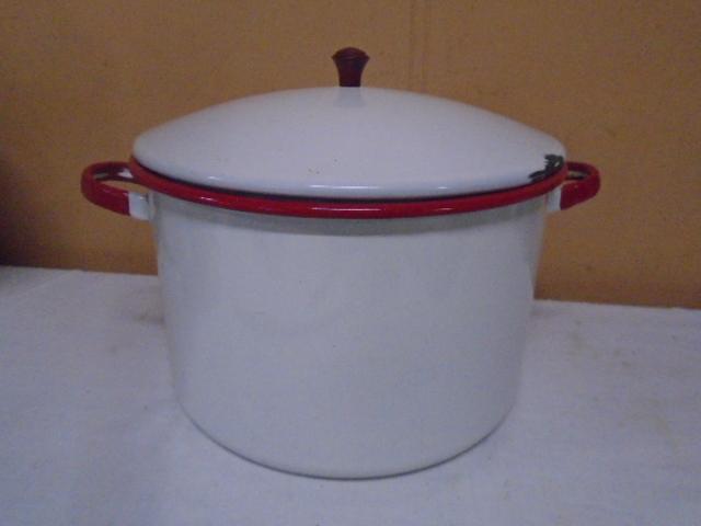 Vintage Enamelware Stock Pot w/ Lid