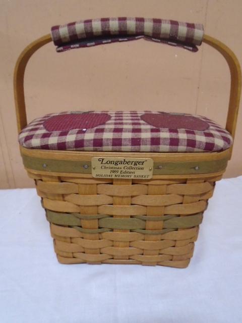 1989 Longaberger Holiday Memory Basket w/Lid