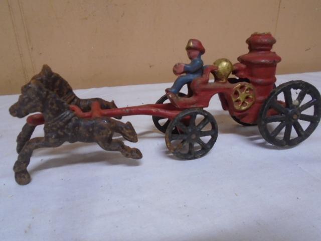 Cast Iron Horse Drawn Fire Wagon