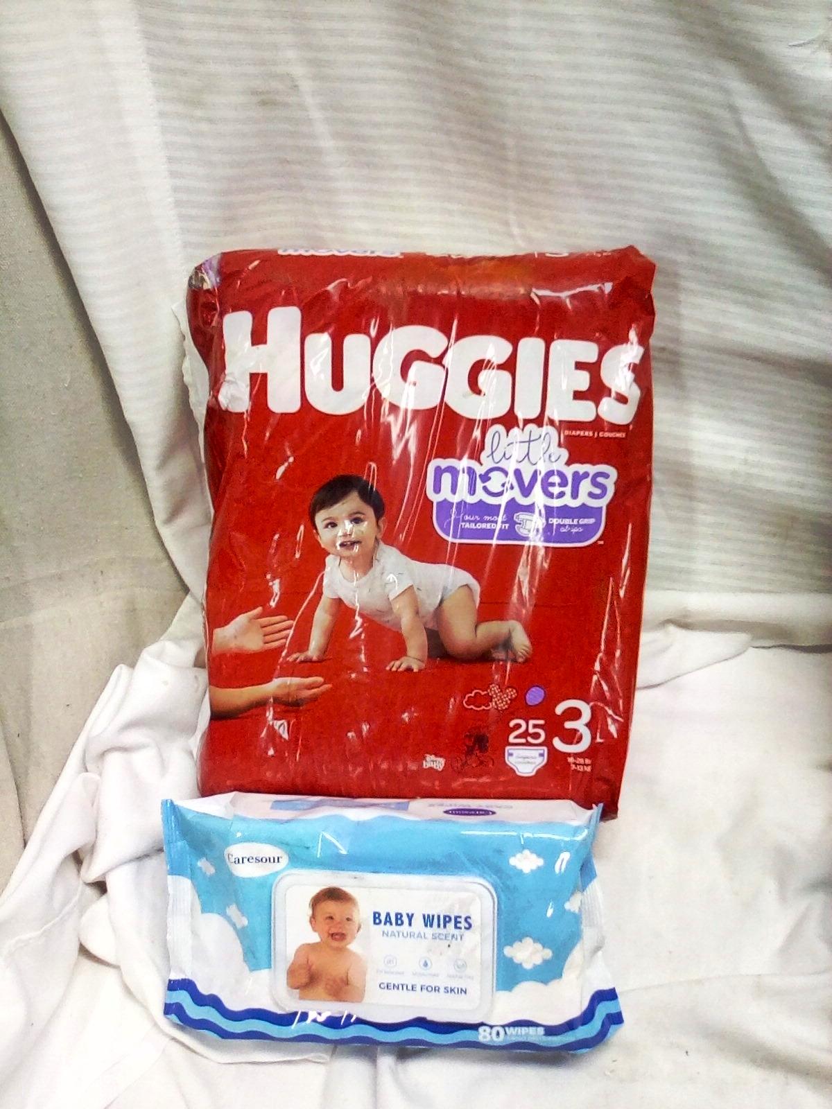 Huggies Little Movers size 3 diapers & Baby Wipes