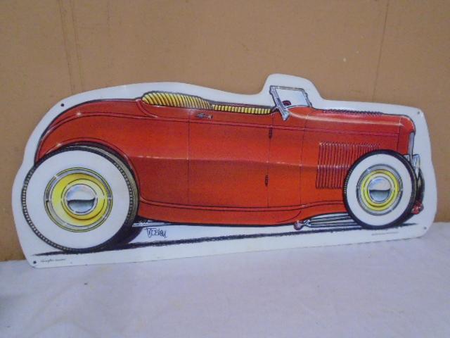 Metal Roadster Hot Rod Sign