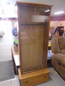 6 Gun Silding Glass Door Gun Cabinet w/ Ammo Drawer