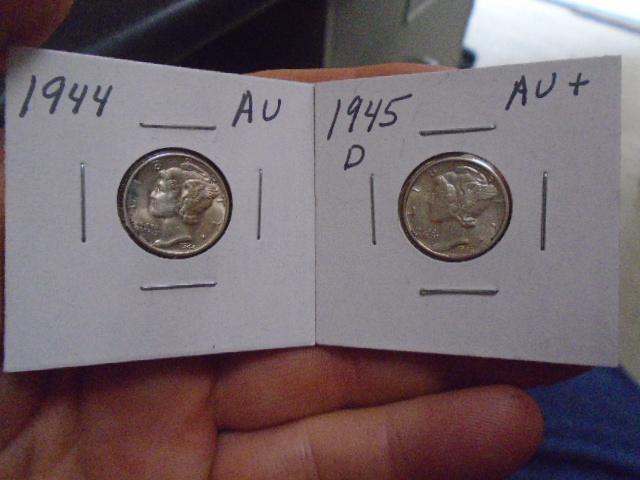 1944 & 1945 D Mint Mercury Dimes