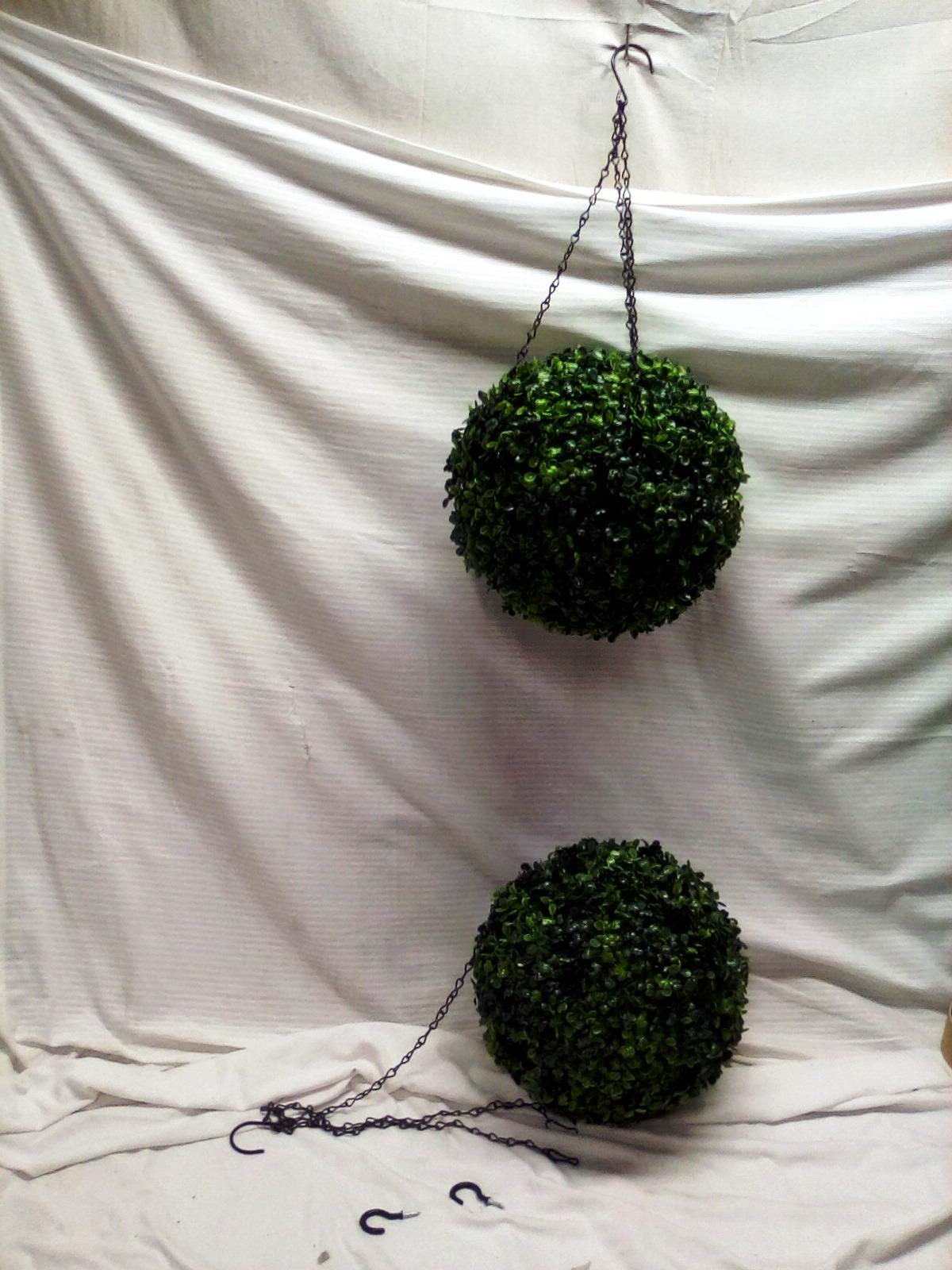 Qty: 2 Greenery Allusion, 8.5" Hanging Balls