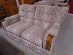 Multi-Color Loveseat w/ Oak Trim