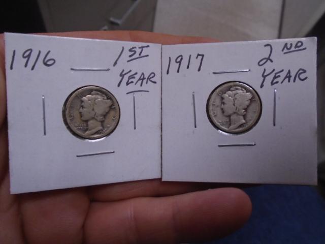 1916 & 1917 Mercury Dimes