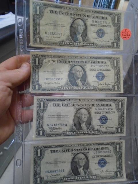 Group of (4) 1935 One Dollar Silver Certificates