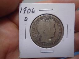 1906 D-Mint Silver Barber Half Dollar