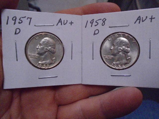 1957 D-Mint Silver Washington Quarters