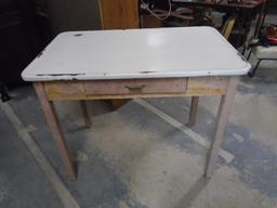 Antique Porcelain Top Table w/ Drawer