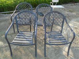 Set of 4 Metal Outdoor Patio Chairs