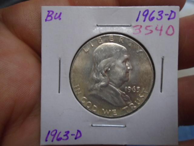 1963 D Mint Silver Franklin Half Dollar