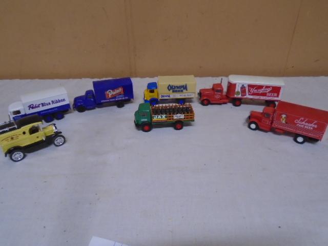 Group of 7 Die Cast Beer Trucks