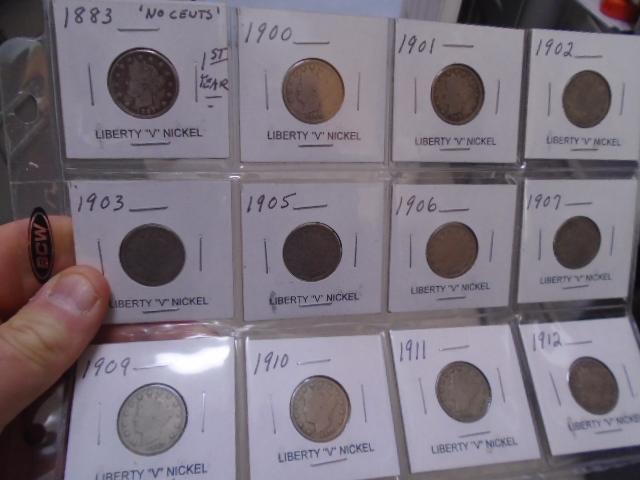 Group of (12) Assorted Liberty "V" Nickels