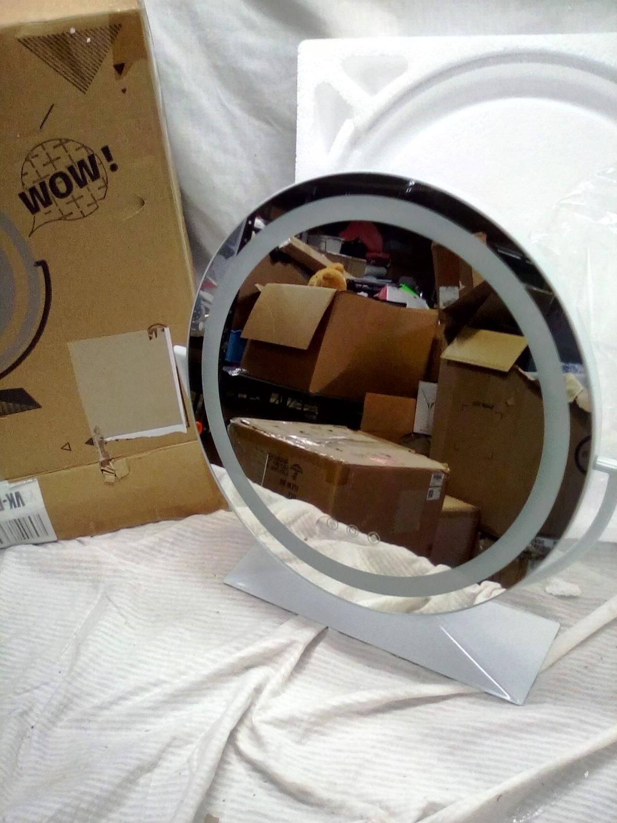 16" Diameter LED Lighted Make Up Mirror adjustable on Stand