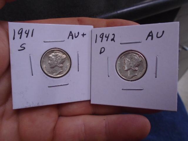 1941 S-Mint and 1942 D-Mint Mercury Dimes