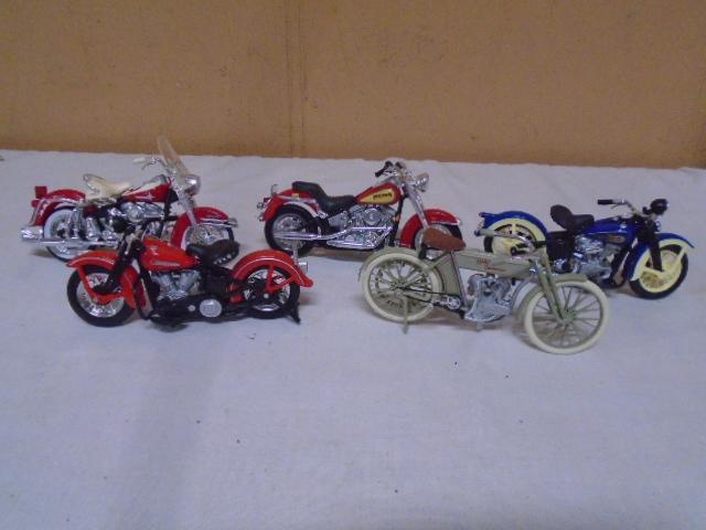 5pc Group of Die Cast Harley Davidson Motorcycles