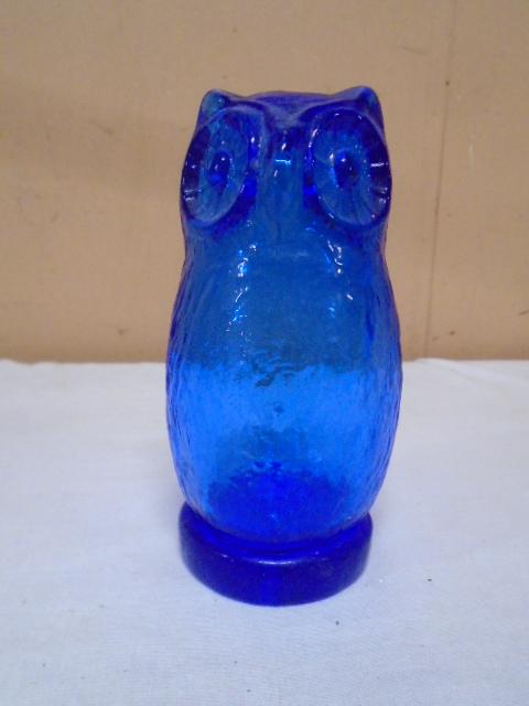 Vintage Pilgram Art Glass Blue Owl