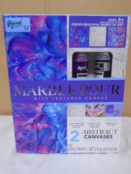 Brand New Original Art By U-Marble Pour Paint Kit w/2 Canvases
