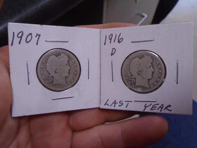 1907 and 1916 D-Mint Barber Quarters