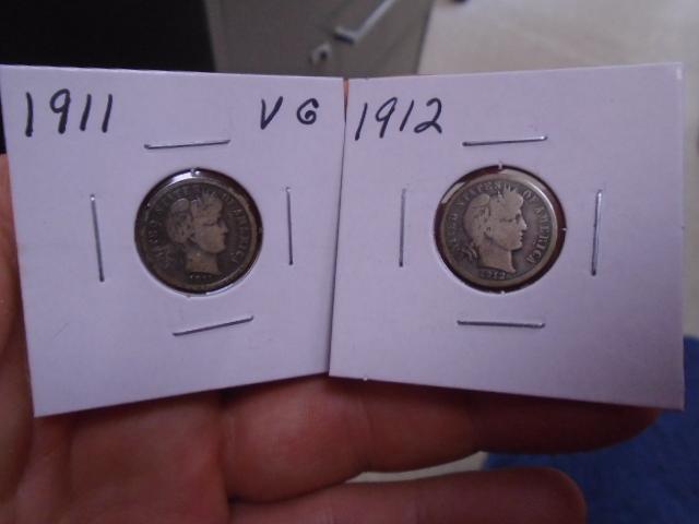 1911 and 1912 Barber Dimes